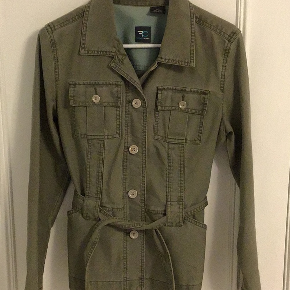 Vintage French Cuff small olive jacket with belt.